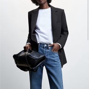 Mango Black Suit Blazer with Buttons